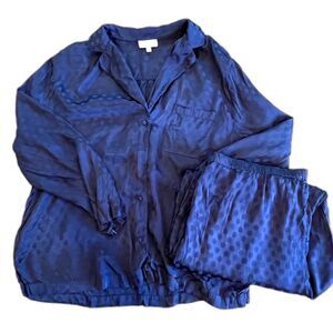 Haven Well Within Navy Blue Pajama Set XXL Polka Dot Lounge Sleep